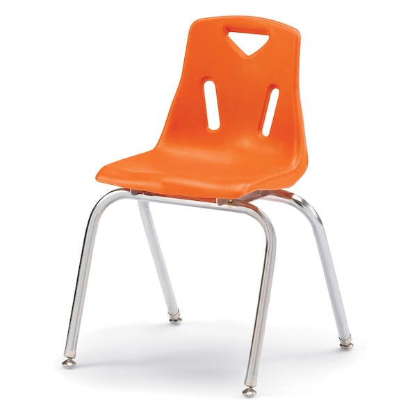 Berries Stacking Chairs with Chrome-Plated Legs, 18 in. Ht, Set of 6, Orange